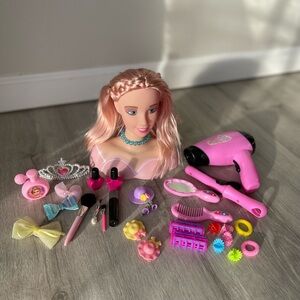 Styling Head Doll with Pink Hair & Accessory Set